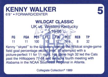 1989-90 Collegiate Collection Kentucky Wildcats #5 Kenny Walker Back