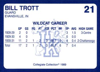 1989-90 Collegiate Collection Kentucky Wildcats #21 Bill Trott Back