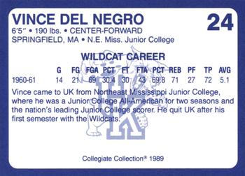 1989-90 Collegiate Collection Kentucky Wildcats #24 Vince Del Negro Back