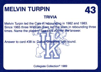 1989-90 Collegiate Collection Kentucky Wildcats #43 Melvin Turpin Back