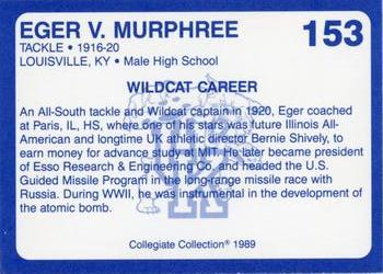 1989-90 Collegiate Collection Kentucky Wildcats #153 Eger V. Murphree Back