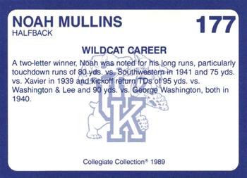 1989-90 Collegiate Collection Kentucky Wildcats #177 Noah Mullins Back