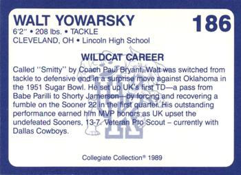 1989-90 Collegiate Collection Kentucky Wildcats #186 Walt Yowarsky Back