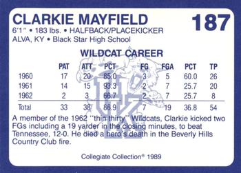 1989-90 Collegiate Collection Kentucky Wildcats #187 Clarkie Mayfield Back