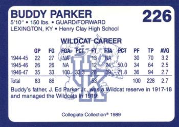1989-90 Collegiate Collection Kentucky Wildcats #226 Buddy Parker Back