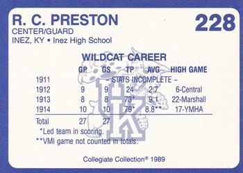 1989-90 Collegiate Collection Kentucky Wildcats #228 R.C. Preston Back