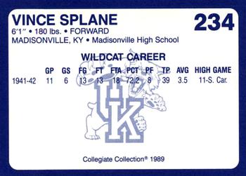 1989-90 Collegiate Collection Kentucky Wildcats #234 Vince Splane Back