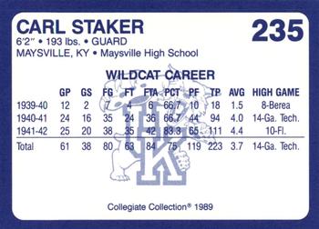 1989-90 Collegiate Collection Kentucky Wildcats #235 Carl Staker Back
