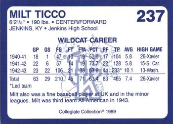 1989-90 Collegiate Collection Kentucky Wildcats #237 Milt Ticco Back