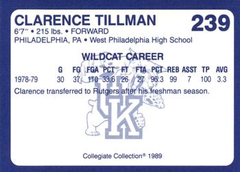 1989-90 Collegiate Collection Kentucky Wildcats #239 Clarence Tillman Back