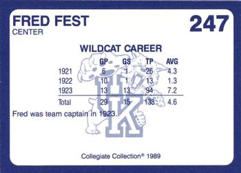 1989-90 Collegiate Collection Kentucky Wildcats #247 Fred Fest Back