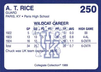1989-90 Collegiate Collection Kentucky Wildcats #250 A.T. Rice Back