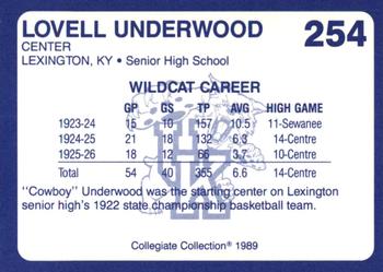 1989-90 Collegiate Collection Kentucky Wildcats #254 Lovell Underwood Back