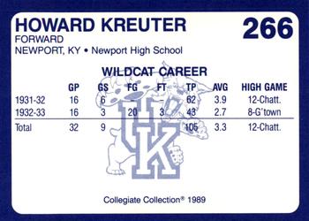 1989-90 Collegiate Collection Kentucky Wildcats #266 Howard Kreuter Back