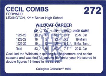 1989-90 Collegiate Collection Kentucky Wildcats #272 Cecil Combs Back