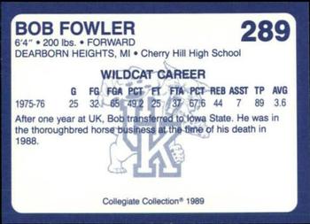 1989-90 Collegiate Collection Kentucky Wildcats #289 Bob Fowler Back
