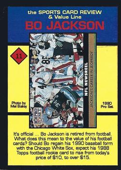 1992 The Sports Card Review & Value Line Prime Pics #11 Bo Jackson Back
