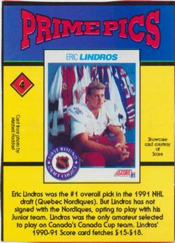 1992 The Sports Card Review & Value Line Prime Pics #4 Eric Lindros Back