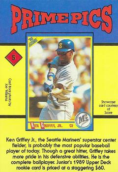 1992 The Sports Card Review & Value Line Prime Pics #5 Ken Griffey Jr. Back