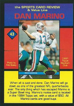1992 The Sports Card Review & Value Line Prime Pics #43 Dan Marino Back