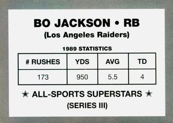 1989-90 All-Sports Superstars Series 1-4 (unlicensed) #NNO Bo Jackson Back