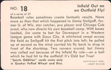 1954 Quaker Oats Sports Oddities #18 Jimmy Smilgoff Back