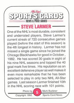 1991 Allan Kaye's Sports Cards News Magazine - Standard-Sized 1992 #5 Steve Larmer Back