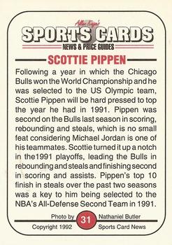 1991 Allan Kaye's Sports Cards News Magazine - Standard-Sized 1992 #31 Scottie Pippen Back