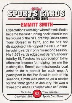 1991 Allan Kaye's Sports Cards News Magazine - Standard-Sized 1992 #53 Emmitt Smith Back