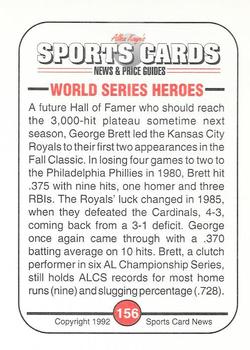 1991 Allan Kaye's Sports Cards News Magazine - Standard-Sized 1992 #156 George Brett Back