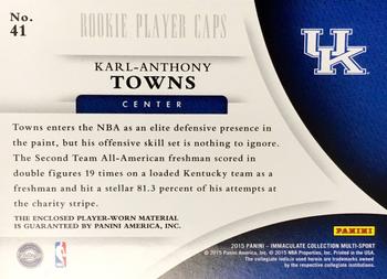 2015 Panini Immaculate Collection Collegiate - RPS Rookie Player Caps #41 Karl-Anthony Towns Back