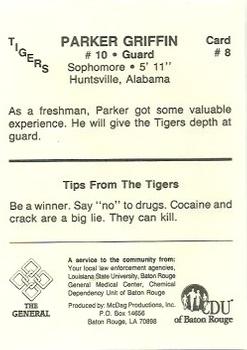 1987-88 LSU Tigers #8 Parker Griffin Back
