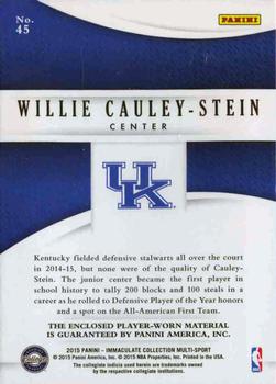2015 Panini Immaculate Collection Collegiate - Immaculate Jumbos #45 Willie Cauley-Stein Back