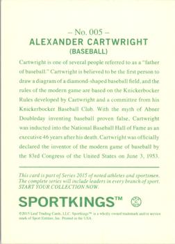 2015 Leaf Sportkings #5 Alexander Cartwright Back
