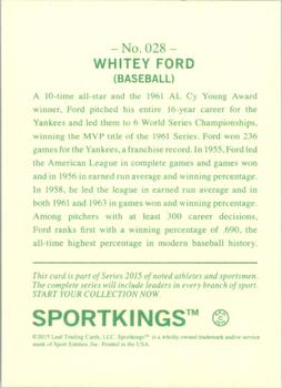 2015 Leaf Sportkings #28 Whitey Ford Back