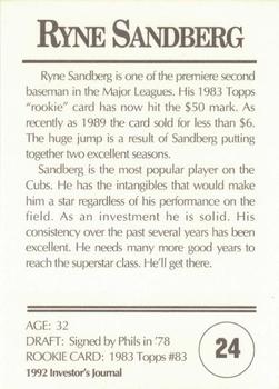 1992 Investor's Journal #24 Ryne Sandberg Back