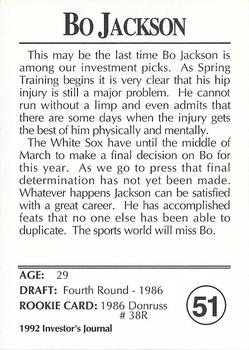 1992 Investor's Journal #51 Bo Jackson Back