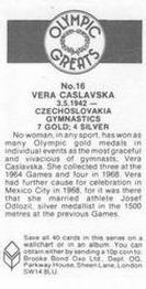 1988 Brooke Bond Olympic Greats #16 Vera Caslavska Back