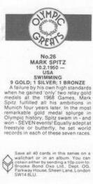 1988 Brooke Bond Olympic Greats #26 Mark Spitz Back