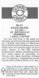 1988 Brooke Bond Olympic Greats #31 David Wilkie Back