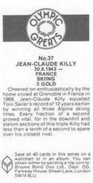 1988 Brooke Bond Olympic Greats #37 Jean-Claude Killy Back