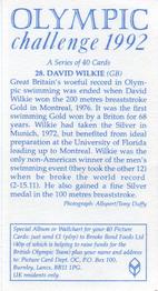 1992 Brooke Bond Olympic Challenge #28 David Wilkie Back