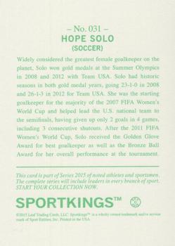2015 Leaf Sportkings - Green #31 Hope Solo Back