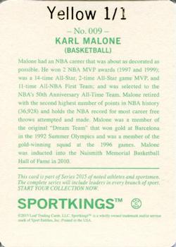 2015 Leaf Sportkings - Printing Plate Yellow #9 Karl Malone Back