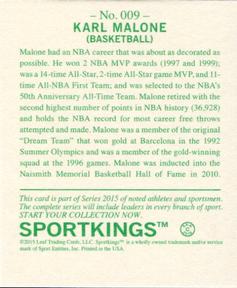 2015 Leaf Sportkings - Mini Green #9 Karl Malone Back