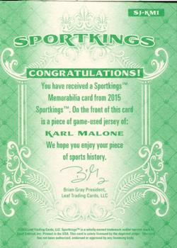 2015 Leaf Sportkings - Sportkings Memorabilia #SJ-KM1 Karl Malone Back