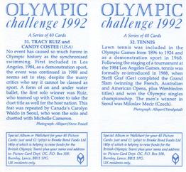 1992 Brooke Bond Olympic Challenge (Double Cards) #31-32 Tracy Ruiz / Candy Costee Back