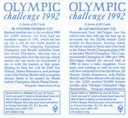 1992 Brooke Bond Olympic Challenge (Double Cards) #39-40 Yvonne Murray / Liz McColgan Back