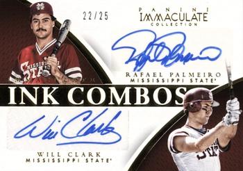 2015 Panini Immaculate Collection Collegiate - Immaculate INK Combos #13 Rafael Palmeiro / Will Clark Front