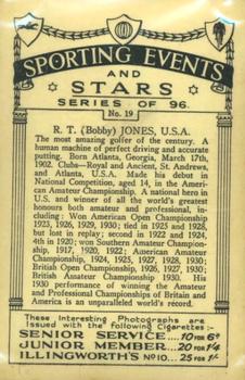 1935 J.A. Pattreiouex Sporting Events and Stars #19 Bobby Jones Back